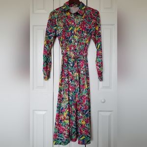 Shein Colorful Belted Midi Shirtdress